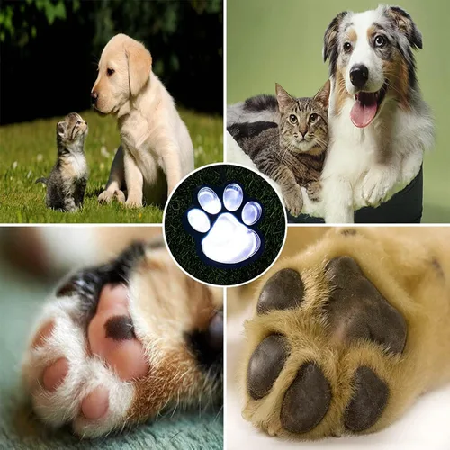 Vista 6 de Luces solares con estampado de patas de 16.8 pies, tira de luces solares para perros y gatos (juego de 8) para exteriores, impermeable, decoración