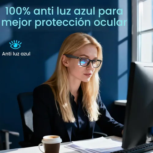 Vista 5 de Gafas de traducción AI unisex con más de 140 idiomas, lentes inteligentes Bluetooth con micrófono y altavoces integrados, interruptor de pasillo