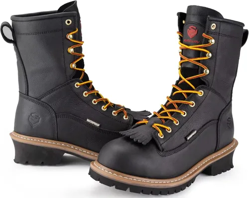 Vista 6 de SUREWAY Men's 8" Waterproof Steel-Toe Logger Work Boot Oil/Slip Resistant,Full Grain Leather,Rubber Sole,EH Rated