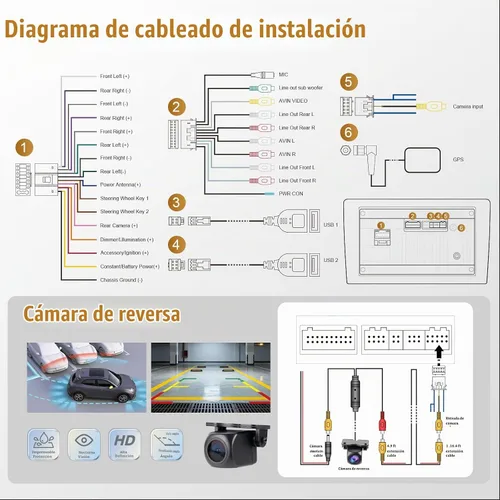 Vista 7 de Haudio Estéreo de auto de doble DIN de 9 pulgadas con Apple CarPlay inalámbrico y Android Auto, Android 13 Radio para automóvil 4+64GB, pantalla