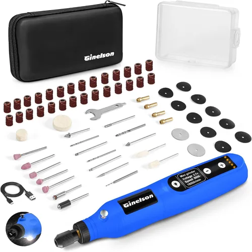 Vista 9 de Herramienta giratoria inalámbrica, kit de mini herramientas rotativas de 5 velocidades variables con 70 accesorios, 3.7 V tipo C herramienta