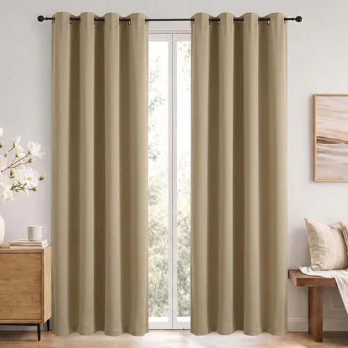 Vista 32 de Simplebrand Cortinas blancas puras de 96 pulgadas de largo para oscurecer la habitación, juego de 2 paneles para dormitorio/sala de estar, bloqueo
