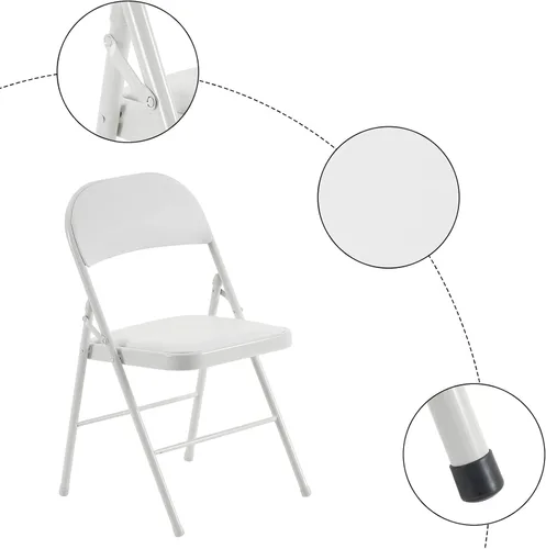 Vista 6 de Ochine Paquete de 4 sillas plegables de PVC acolchadas de metal, sillas plegables de metal para interiores y exteriores, portátil, apilable, asiento