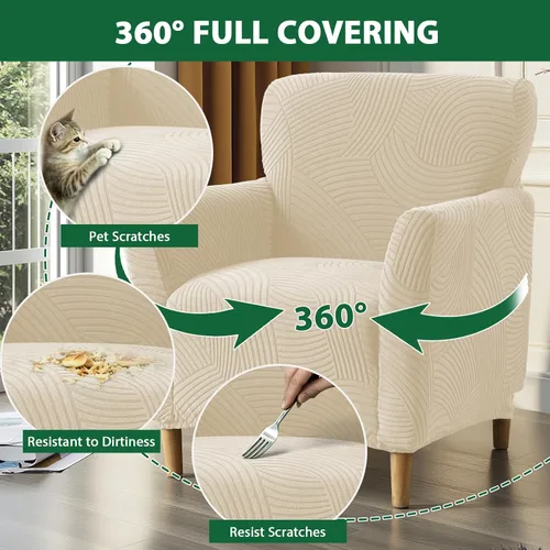 Vista 6 de Fundas elásticas para sillón, fundas estampadas para silla de banquete con brazos, fundas suaves para silla de sala de estar, protector de muebles