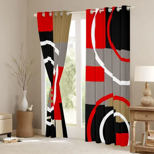 Vista 3 de Feelyou Cortinas geométricas para ventana para dormitorio, sala de estar, con formas de arcos, cortinas para niños y niñas, decoración moderna