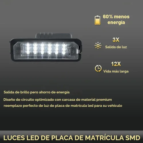 Vista 3 de Gempro Luz de matrícula, montaje de lámpara de matrícula LED para Volkswagen VW Golf 4 5 6 GTi CC Rabbit Eos Beetle Porsche Boxster Cayman Cayenne