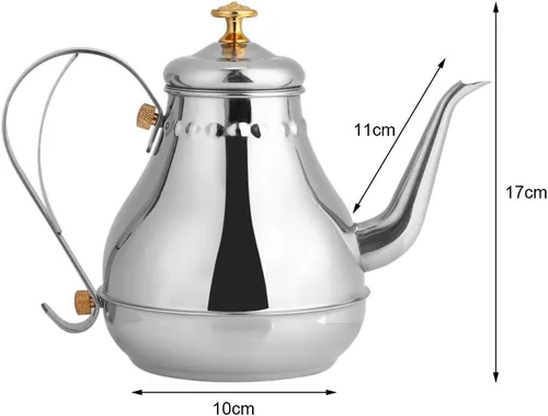 Vista 2 de Fdit Tetera de acero inoxidable con filtro de té de 1,2 litros, con fuego o inducción