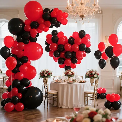 Vista 6 de Globos rojos y negros, paquete de 100 unidades, 12 pulgadas A1-rojo negro