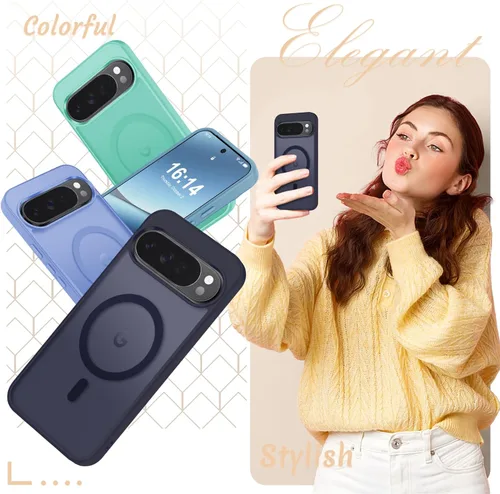 Vista 914 de Funda para Google Pixel 10 Pro XL, cubierta magnética mate, color negro Fit for MagSafe, Screen Protector included, Shockproof Military Grade