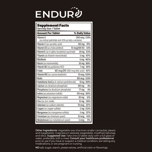 Vista 6 de ENDUR-VM® Multivitamínico de liberación sostenida sin hierro, 150 tabletas