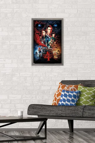 Vista 2 de Trends International Netflix Stranger Things: Season 4 - Póster de pared de una hoja, 14.725 x 22.375 pulgadas, versión enmarcada de madera