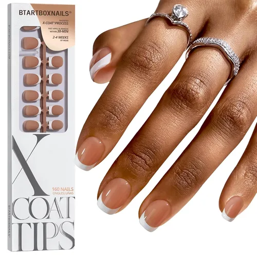 Vista 31 de BTArtboxnails XCOATTIPS White French Tip Press On Nails, XXS Squoval, Pink Lamp-Curable, 4-Week Wear, Natural Nail Look, Salon Quality Value at