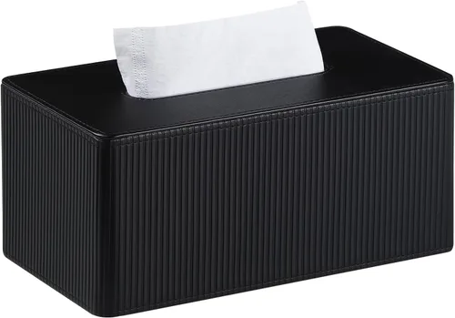 Vista 8 de Funda de caja de pañuelos de cuero sintético PU rectangular con cierre magnético, soporte de caja de pañuelos moderno para mesitas de noche de baño
