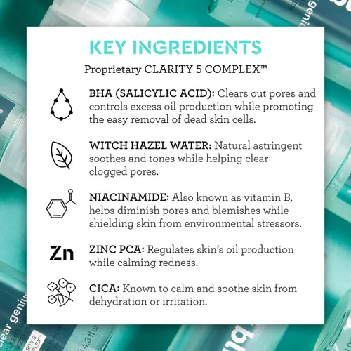 Vista 5 de Bliss Clear Genius Tónico + Suero Clarificante - 127 ml - Purifica los poros, tonifica, calma y aclara la piel - Ácido salicílico, Niacinamida