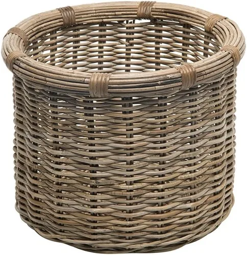 Vista 6 de KOUBOO Rattan Kobo - Cesta redonda para troncos y almacenamiento, gris-marrón