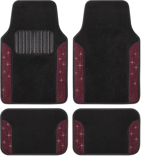 Vista 12 de Carbella Juego de 4 Alfombrillas de Coche con Diamantes Brillantes Estilo Bling, Alfombrillas de Suelo de Coche de Cristal de Strass Brillante