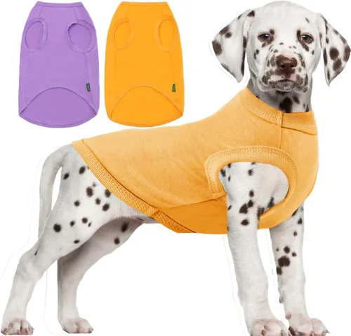 Vista 24 de Camisas Lisas para Perros, Ropa Sólida para Perros, Camiseta Ligera Elástica, Sin Mangas Blanca para Cachorros Chihuahua Gatos Disfraces Pequeños