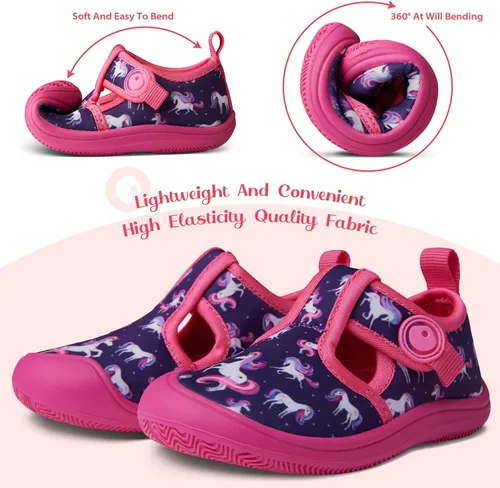 Vista 4 de SEEKWAY Zapatos de agua para niños y niñas, secado rápido, antideslizantes, calcetines acuáticos, para playa, piscina, natación, deportes, sandalias