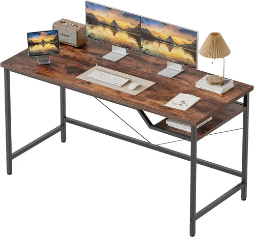Vista 58 de Mericonia Escritorio para computadora, escritorio de juegos para espacios pequeños, mesa de estilo moderno y simple para oficina en casa, mesa