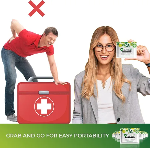 Vista 2 de Kit de primeros auxilios portátil de tamaño de viaje, paquete surtido, perfecto para el hogar, oficina, automóvil, escuela, negocios, viajes