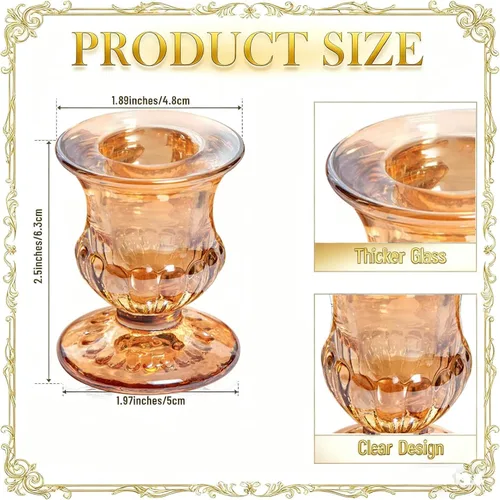 Vista 2 de 48 Portavelas Cónicos de Vidrio Transparente a Granel, Candeleros Pequeños de 2.5 Pulgadas, Elegantes Centros de Mesa para Bodas, Navidad, Día