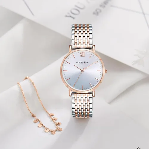 Vista 7 de VICTORIA HYDE Reloj de pulsera de cuarzo dorado para mujer, correa de acero inoxidable, resistente al agua, con pulsera