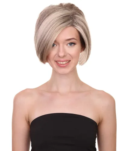 Vista 7 de HPO Peluca rubia Super Karen Minivan Mom Meme Pixie para mujer, ideal para Halloween, fibra sintética ignífuga