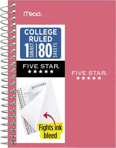 Vista 11 de Five Star - Cuaderno de espiral, 1 materia, papel con líneas universitarias, tamaño personal, 4-3/8" x 7", 80 hojas, combate el sangrado de tinta