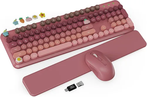 Vista 10 de Combo de teclado y mouse inalámbricos, bonita máquina de escribir Púrpura olvidado