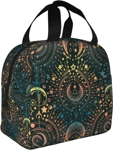 Vista 2 de Bolsa de almuerzo con diseño de astrología mágica y luna, con aislamiento, reutilizable, impermeable, portátil, para mujeres, hombres, niñas y niños