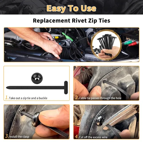 Vista 5 de 180 hebillas universales de nailon para automóvil, clips de cremallera automotrices para reparación diaria del automóvil, hebillas de agarre
