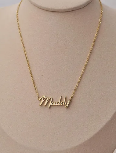Vista 4 de Aoloshow Collar personalizado con nombre y pulsera hecha a medida con cualquier nombre, joyería de acero inoxidable para mujeres y mamás