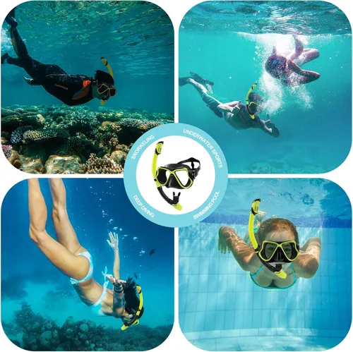 Vista 3 de Konelia Juego de 2 gafas de snorkel seco con vista panorámica panorámica, antivaho, gafas de natación para adultos y jóvenes