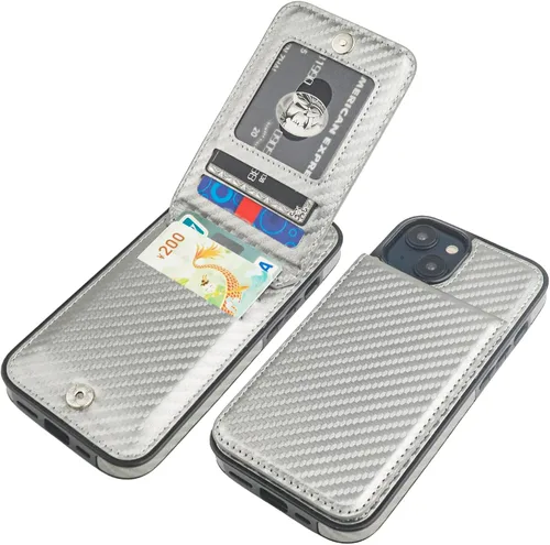 Vista 8 de KIHUWEY Funda Cartera Compatible con iPhone 13 con Soporte para Tarjetas de Crédito, Cierre Magnético de Cuero Premium con Soporte, Funda Protectora