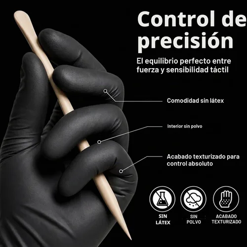 Vista 8 de Volt 6 Mil Black Nitrile Disposable Glove - Micro Texture Grip
