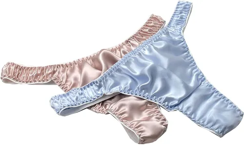 Vista 5 de LingDooo 3 pares de bragas de bikini de seda pura para mujer, ropa interior sexy suave para verano, ropa interior de playa S-XL