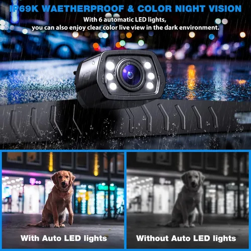 Vista 9 de ZEROXCLUB - Cámara de respaldo para automóvil, 6 luces LED, visión nocturna, IP69, impermeable, con cable, cámara de visión trasera, visión amplia