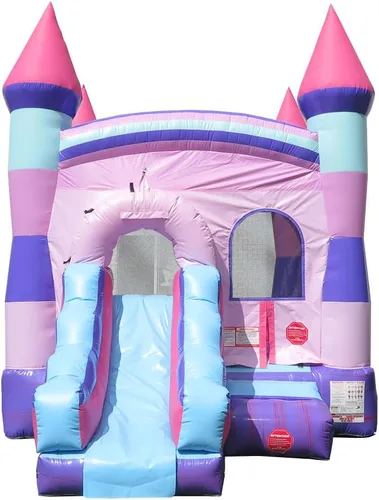 Vista 8 de Pogo Bounce House Tobogán acuático inflable y piscina, rosa Rosa Deluxe
