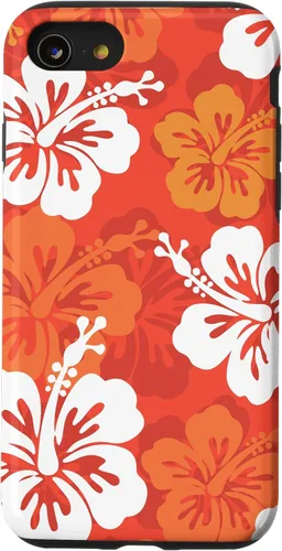 Vista 18 de Carcasa para iPhone 17 con diseño de flores hawaianas tropicales de hibisco naranja Y2K