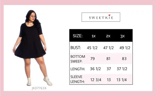 Vista 4 de SWEETKIE Vestido trapecio de manga codo llega a la mitad del muslo con mangas tres cuartos