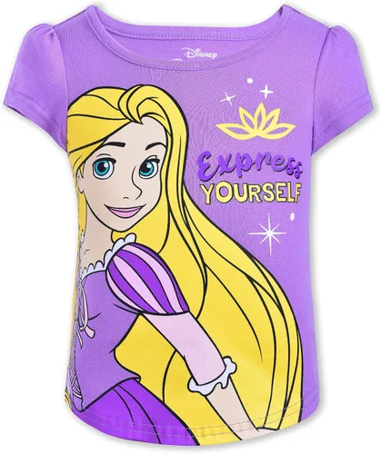 Vista 5 de Disney Paquete de 4 camisetas de manga corta para niña, Cenicienta, Bella, Rapunzel y Ariel
