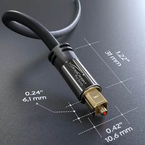 Vista 7 de KabelDirekt TOSLINK - Cable de audio óptico de 1.5 pies - Cable de fibra óptica, cable óptico de audio digital S/PDIF para barra de sonido, sistemas