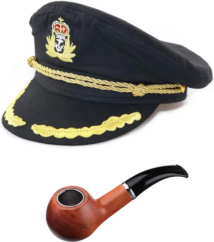 Vista 19 de Ibeauti Gorra unisex ajustable para adultos, disfraz de capitán Almirante, gorra de marinero para cosplay