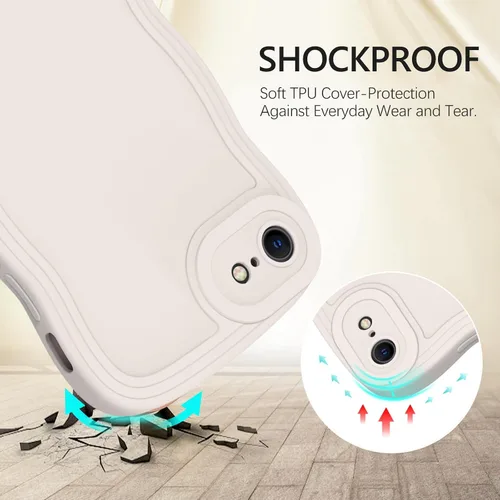 Vista 8 de GUAGUA Funda para iPhone SE 2022/2020, Funda para Teléfono iPhone 7/8 Diseño Lindo de Forma de Onda Rizada TPU Suave con Correa de Muñeca Soporte