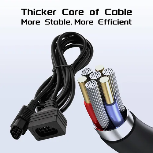 Vista 7 de Cable de extensión de controlador NES de 7 pines, paquete de 2 cables de extensión de controlador de repuesto de 1.8M/6 pies para Nintendo