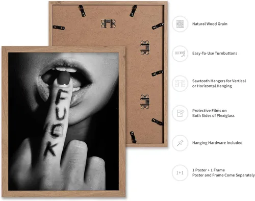 Vista 2 de Poster Master Fuck Print - Póster de dedo medio, arte de labios sexy, diseño de pared de fotografía en blanco y negro, arte de autoexpresión