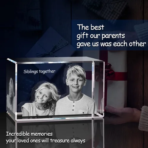 Vista 8 de Foto de cristal 3D, regalo personalizado de Navidad, regalos personalizados para esposa, mujeres, él, ella, papá y mamá. Regalos de imagen