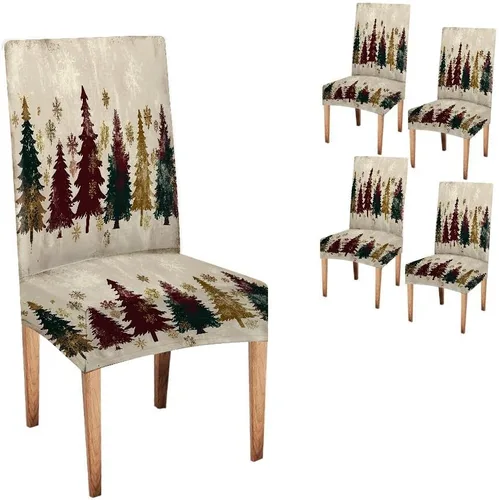 Vista 264 de CAPSCEOLL Christmas Dining Chair Covers,Snowflakes Festive Winter Pattern Stretch Chair Covers for Dining Room Set of 2 Washable Spandex Parson