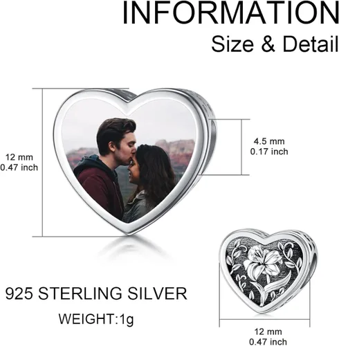 Vista 6 de PEIMKO Dije personalizado de plata de ley con diseño de corazón de flor de nacimiento y corazón de flor de nacimiento, pulsera de serpiente, regalo