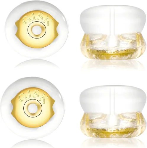 Vista 17 de Respaldos de Aretes, Respaldos de Aretes de Silicona de Oro 18K para Aretes de Botón/Orejas Caídas, Respaldos de Aretes con Cierre de Seguridad